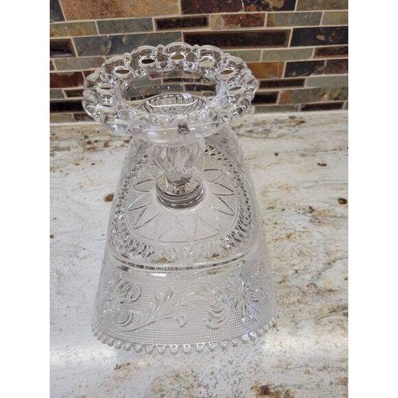 Vintage Westmoreland Princess Feather Banana Stand, Clear Scroll Pedestal - Picture 5 of 6